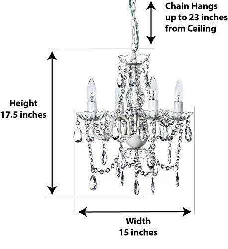 gypsy color The Original 4 Light Crystal White Hardwire Flush Mount Chandelier H17.5”xW15”, White Metal Frame with Clear Glass Stem and Clear Acrylic Crystals & Beads That Sparkle Just Like Glass - CookCave