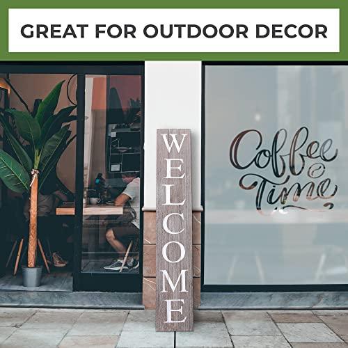 ALBEN Welcome Sign for Front Door Porch – 5 Feet Tall, Vertical Wooden Outdoor and Indoor Welcome Home Decor Sign Wall Decorations (Grey) - CookCave