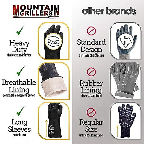 Mountain Grillers Extreme Heat Resistant Gloves for Grill BBQ High Temperature Fire Pit Gloves Barbecue Cooking, Smoker, Oven, Fryer, Grilling Waterproof, Fireproof Oil Resistant Neoprene Coating 18in - CookCave