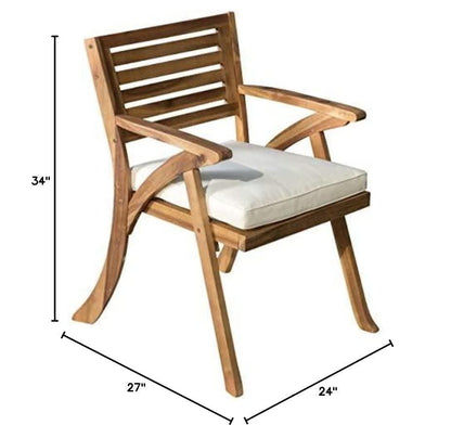 Christopher Knight Home Hermosa Outdoor Acacia Wood Arm Chairs, 2-Pcs Set, Teak Finish / Cream - CookCave