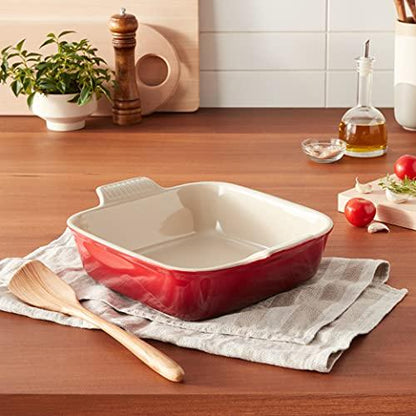 Le Creuset Stoneware Heritage Square Dish, 3 qt. (9"), Cerise - CookCave