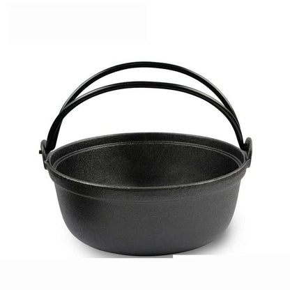 JapanBargain 1804, Japanese Style Cast Iron Shabu Shabu Hot Pot Sukiyaki Nabe with Wooden Lid and Hot Pad, 8.25 inches Diameter - CookCave