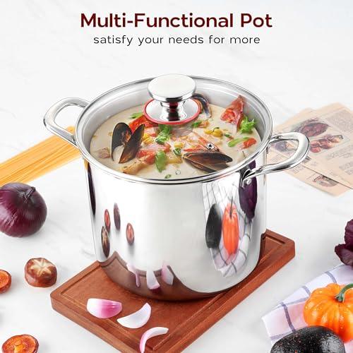 Onader 10 Quart Stock Cooking Pot Tri-Ply Stainless Steel Stockpot Soup Pot with Lid - CookCave