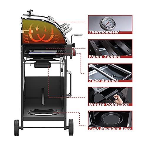 Royal Gourmet ZH3002C Dual Fuel 3-Burner Gas and Charcoal Grill Combo with Cover, Cabinet Design, Outdoor BBQ Party and Cooking, Black - CookCave