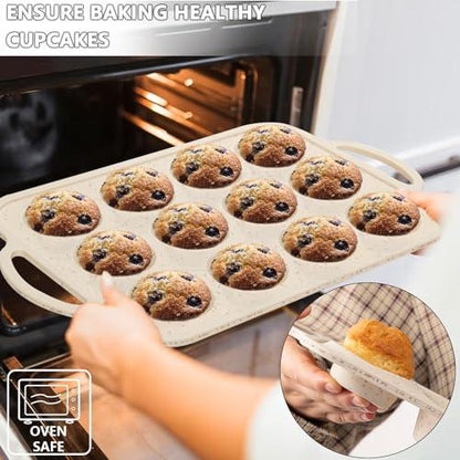 iArtker Silicone Muffin Pan - 12 Cups Muffin Baking Mold With Reinforced Stainless Steel Frame Inside, Non-stick Bakeware Durable Baking Mold Cupcake Molds,Dishwasher Safe,BPA Free - CookCave