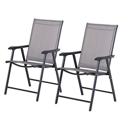 Outsunny Folding Outdoor Patio Chairs Set of 2 Stackable Portable for Deck, Garden, Camping and Travel - CookCave