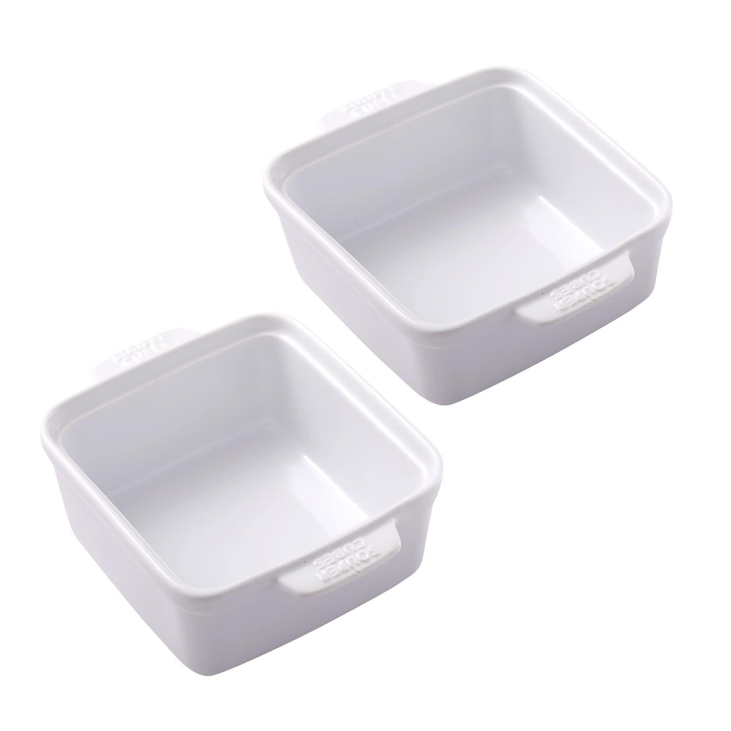 Souper Cubes Stoneware - 5" Square Baking Dish - Ceramic Baking Pan Set - Kitchen Essentials and Bakeware - Set of 2 - White - CookCave