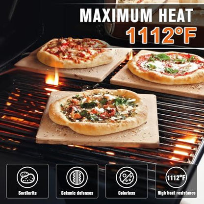 Pizza Stone for Oven, with Wooden Pizza Peel paddle Large Baking Stone Bread Pizza for Pizza,Bread,Pie,BBQ Grill, Oven Baking 15 x 12 Inch - CookCave