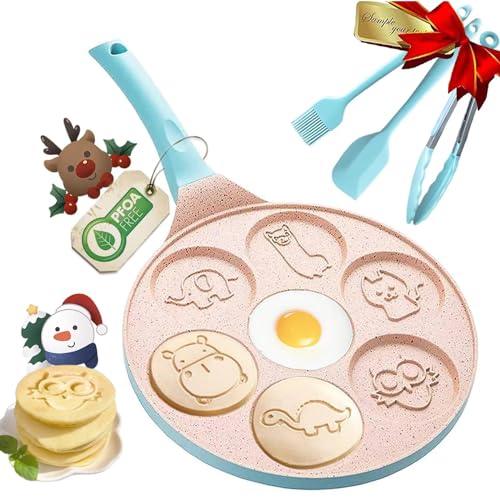 Silver Dollar Pancake Pan, Mini Pancake Molds for Kids Animal Pancake Griddle Nonstick 7 Cup Frying Egg Pan Waffle Pancakes Maker Crepe with Silicone Spatula, Tongs, Oil Brush - CookCave