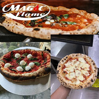 MAGIC FLAME Pizza Oven Outdoor Wood Fired Pizza Oven, Portable Stainless Steel Pellet Pizza Oven with Rotating Handle, Outdoor Pizza Maker with Pizza Stone, Pizza Peel, Pizza Cutter for Camping BBQ - CookCave