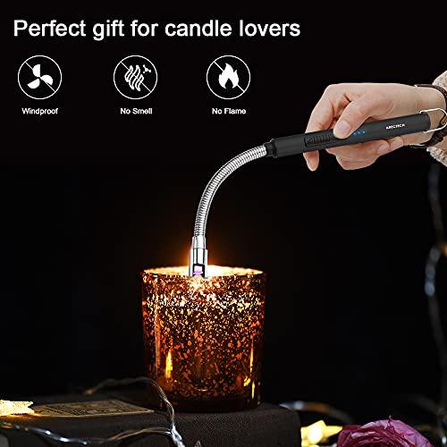 ARECTECH Lighter Candle Lighter Electric Lighter Rechargeable Lighter USB Arc Lighter Plasma for Camping Candle Cooking BBQs Fireworks Black - CookCave