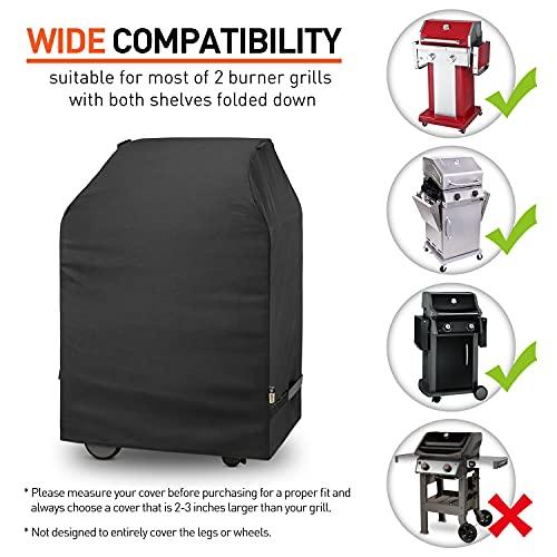 Arcedo Small Grill Cover 32 Inch, 2 Burner BBQ Gas Grill Cover, Heavy Duty Waterproof Outdoor Barbecue Cover with Handles, Fits Weber, Brinkmann, Char Broil, Holland and More Grills, Black - CookCave
