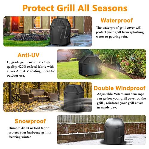 Aoretic Grill Cover 32 inch Gas BBQ-Cover, Fit Most 2 Burner Grill Waterproof Small Barbeque Cover with Velcro Straps & Adjustable Drawstring for Weber,Nexgrill,Char-Broil, Monument,Dyna-Glo,Kenmore - CookCave