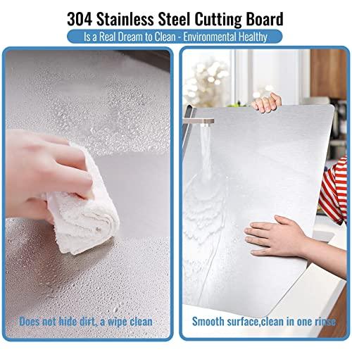 Cutting Boards, 304 Stainless Steel Cutting Board with lip, Chopping Board, Baking Board for Kitchen, Cutting Mats, Pastry Board for Meat, Vegetables, Non-Slip cutting board 19.7x23.6in(50 * 60cm) - CookCave