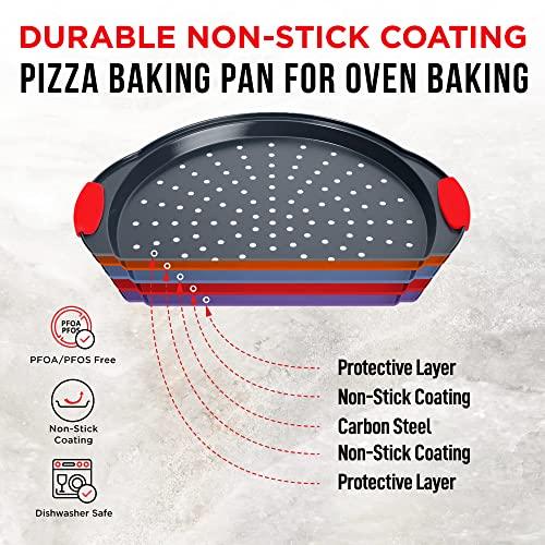 Pizza Tray Carbon Steel Pizza Pan with Holes and Non-Stick Coating – PFOA PFOS and PTFE Free by Bakken - CookCave