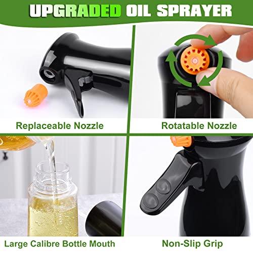 Oil Sprayer for Cooking, Upgraded Olive Oil Sprayer Bottle, Air Fryer Accessories, Oil Mister 7oz/200ml Oil Vinegar Spritzer, Kitchen Gadgets for Salad, BBQ, Roasting (Black) - CookCave