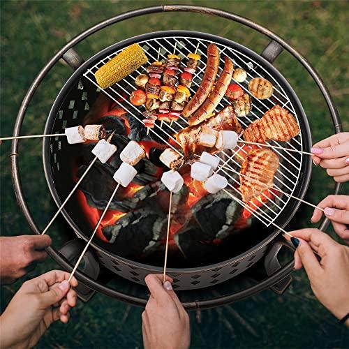 SINGLYFIRE 36 Inch Fire Pits for Outside Large Outdoor Wood Burning Crossweave firepit Heavy Duty Steel Bronze Bonfire Pit for Patio Backyard Garden with BBQ Grate,Spark Screen,Log Grate,Poker - CookCave