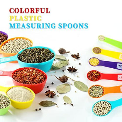 12PCS Measuring Cups, Little Cook Colorful Measuring Cups and Spoons Set, Stackable Measuring Spoons, Nesting Plastic Measuring Cup, kitchen Measuring Set for Baking & Cooking (6+6, Multi Colors) - CookCave