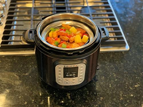 Steamer Basket for Instant Pot Accessories 6 qt or 8 quart - 2 Tier Stackable Fine Mesh 304 Stainless Steel Strainer Basket - Silicone Handle - Vegetable Steamer Insert, Egg Basket, Pasta Strainer - CookCave