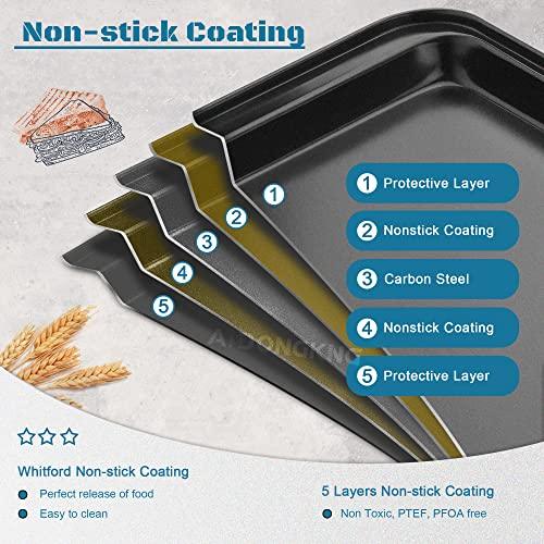 Small Cookie Sheets, Baking Pans, Nonstick Carbon Steel Baking Sheets, 2-Pack, 9.5 X 7.1 Inches (Inner 7.5 X 6) - CookCave