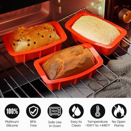 CAKETIME Mini Loaf Pan, Silicone Bread Loaf Pan Nonstick Set of 4 for Baking Bread, Toast, Brownie Loaf Pan, Cake, Soaps - CookCave