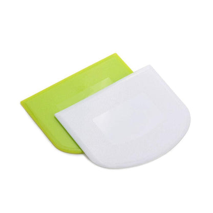 lasenersm 2 Pieces Dough Scraper Bowl Food-safe Plastic Dough Cutter Flexible Bench Multipurpose Food Scrappers for Bread Dough Cake Fondant Icing, White, Green - CookCave