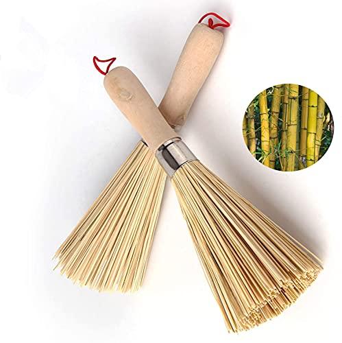 2Pack Traditional Natural Bamboo Wok Brushes , Kitchen Cleaning Brush, Bamboo Kitchen pan Brush, for Cleaning Dishes, Cast Iron Pots, Pans, Vegetables and Sink。 - CookCave