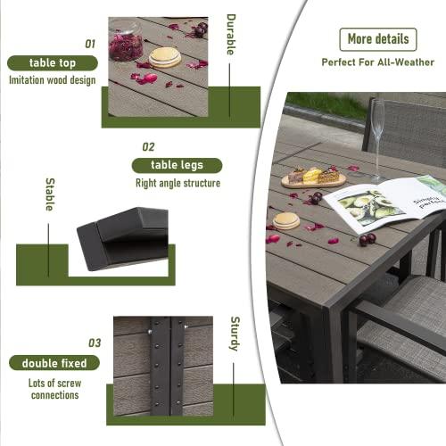 Rankok 7 Piece Patio Dining Set Outdoor Furniture Set with Weather Resistant Table and 6 Stackable Textilene Chairs for Garden, Yard, Garden and Poolside (Gray) - CookCave