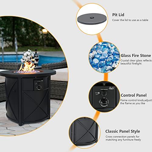 BALI OUTDOORS Propane Fire Pit Table Gas Firepit 30 Inch 50,000 BTU with Fire Glass Cover Lid for Patio, Garden, Backyard and Porch - CookCave