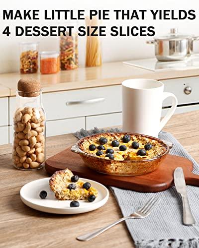 ZYER Mini Pie Plate 18oz Easy Grab Glass Pie Pan for Single Serving Pie Dish for Baking, 6.5 Inch - CookCave