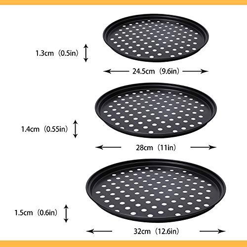 HomeMall 3 Pcs Pizza Crisper Trays, Pizza Pan with Holes for Oven, Non-Stick Perforated Pizza Baking Set for Home Restaurant Hotel Use, 9.6 Inch /11 Inch/12.6 Inch - CookCave