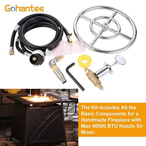 gohantee Fire Ring Burner Valve Assembly Kit, 12 inch Stainless Steel Fire Pit Installation Kit for Propane Gas, Replacement Parts for Propane Gas Fire Pit, Outdoor Fireplaces 90000 BTU - CookCave