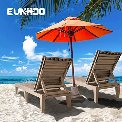 EUNHOO Outdoor Chaise Lounge Set of 2, Adjustable Pool Lounge Chair with 5 Positions Backrest, Waterproof Sun Loungers for Garden Pool Beach Patio Deck Sunbathing - CookCave