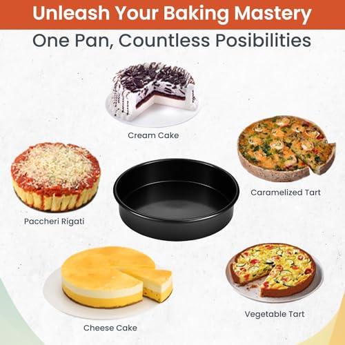 RFAQK 133PCs Round Cake Pans Sets for Baking + Cake Decorating Supplies - 3 Non-Stick 8 Inch Cake Pan with Baking Supplies, Piping Tips, Cake Leveler, Icing Spatula and 35 Parchment Papers with eBook - CookCave