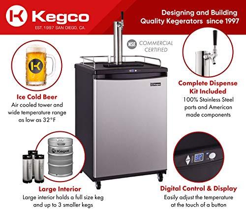 Kegco Kegerator, Single Tap, Stainless Steel - CookCave