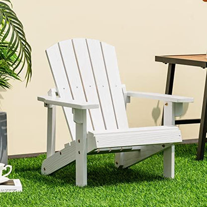 Giantex Wooden Kid's Adirondack Chair - All Weather Patio Chair with High Backrest, Arm Rest, 110 LBS Weight Capacity, Outdoor Fir Wood Porch Chair for Balcony, Backyard, Poolside, Yard (1, White) - CookCave