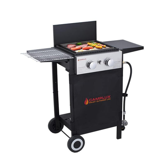 Camplux Flat Top Gas Grill, 22,000 BTU Barbecue Grill, Propane Griddle Grill Combo, 2 Burner Griddle with Lid, BBQ Grill for Outdoor Cooking, Camping, Backyard Parties, RV Travel - CookCave