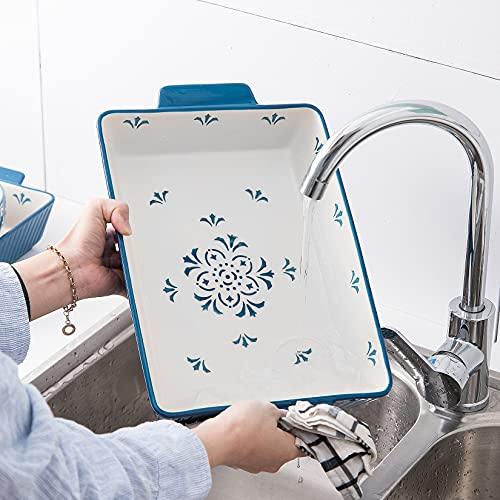 Sagoskat Baking Dishes Bakeware Set Ceramic Casserole Dish, Rectangular Shape, Oven safe, Nonstick, for Cooking, Cake Dinner, Kitchen, 13x9inch, 1pcs, Blue - CookCave