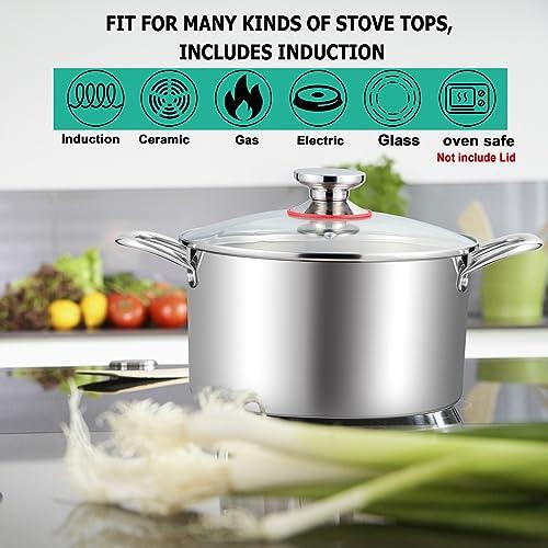TeamFar 5 Quart Stock Pot, Stainless Steel Tri-Ply Cooking Pasta Soup Pot with See-Through Lid for Induction/Electric/Gas/Ceramic, Healthy & Heavy Duty, Ergonomic Handle & Dishwasher Safe - CookCave