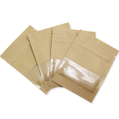 PABCK 100 Pack (Inner Size 2.36x2.36inch) Clear Window Airtight Brown Kraft Paper for Zip Food Storage Lock Small Bags Reclosable Seal Zipper Resealable Heat Seal Pouch Coffee Packaging - CookCave