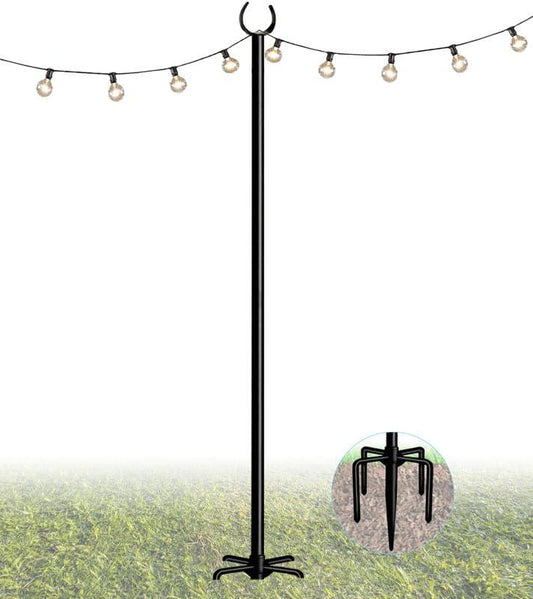 Sungaryard String Light Pole Stand for Outdoor String Lights Hanging, Use for Backyard, Garden, Patio, Party, Festival, Wedding, Picnic, 10FT, Matte, 1 Pole - CookCave