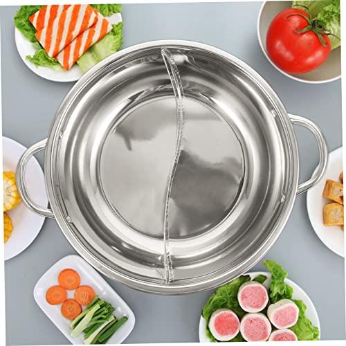 SHOWERORO Mandarin Pot Stew Pot Divided Pot for Cooking Chinese Hot Pot Shabu Pot with Divider Soup Cooking Pan Ramen Camping Skillet Kitchen Hot Pot Stainless Steel Induction Steamer - CookCave
