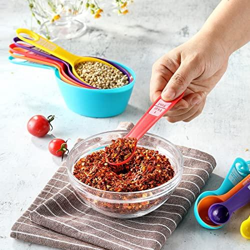 12PCS Measuring Cups, Little Cook Colorful Measuring Cups and Spoons Set, Stackable Measuring Spoons, Nesting Plastic Measuring Cup, kitchen Measuring Set for Baking & Cooking (6+6, Multi Colors) - CookCave