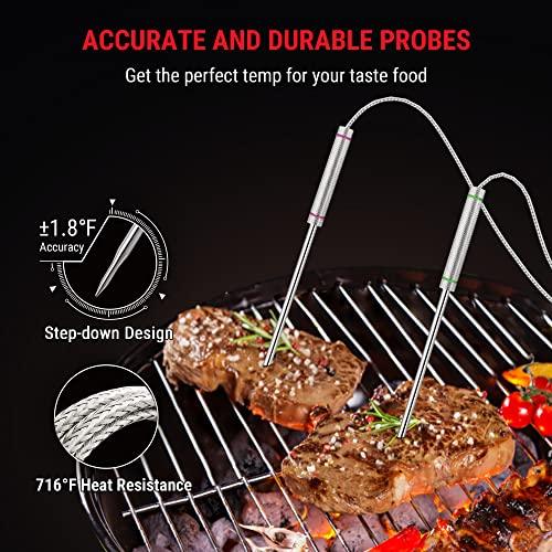 TempPro H29 Wireless Meat Thermometer with 4 Probes, 1000FT Smoker Thermometer for Grilling and Smoking, Meat Probe BBQ Thermometer for Oven and Grill - CookCave