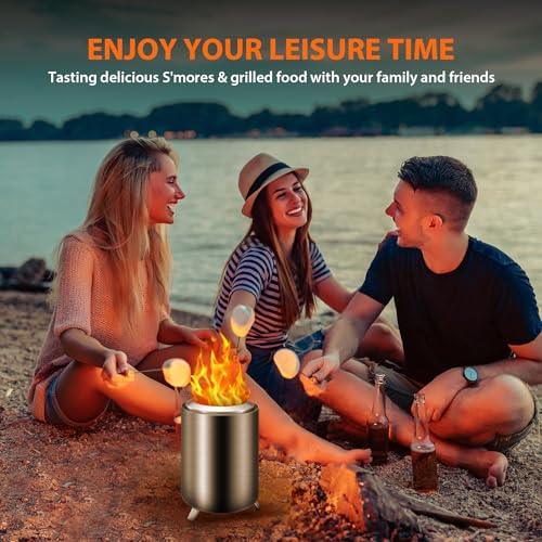 GardenLifer Tabletop Fire Pit 6D x 7H Inches Portable Mini Fireplace Stainless Steel Low Smoke Pellet Wood Burning Fire Bowl Stove with Foldable Stand for Camping Patio Indoor Outdoor Smore - CookCave