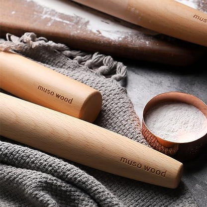 Muso Wood Wooden French Rolling Pin for Baking, Beech Wood Tapered Rolling Pin for Fondant Pie Crust Cookie Pastry(French 15.75-Inch) - CookCave