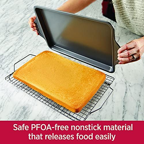 All-Clad Pro-Release Nonstick Bakeware Set 5 Piece Oven Safe 450F Half Sheet, Cookie Sheet, Muffin Pan, Cooling & Baking Rack, Round Cake Pan, Loaf Pan, Baking Pan Grey - CookCave