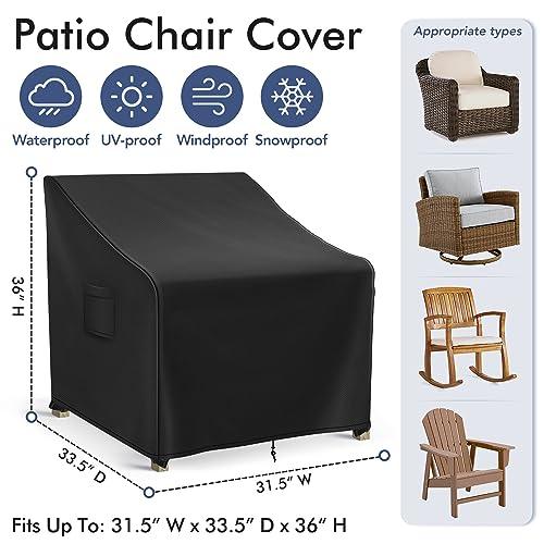 Richwon Outdoor Swivel Chair Covers Waterproof, Outdoor Rocking Chair Covers 2 Pack, Patio Chair Covers for Outdoor Furniture Fits up to 31.5W x 33.5D x 36H inches, Black - CookCave