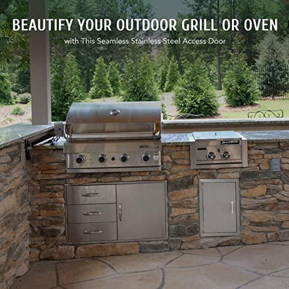 CO-Z Upgraded Outdoor Kitchen Doors, 14" W x 20" H 304 Stainless Steel Single Access BBQ Door for Outdoor Kitchen, Grilling Station, Outside Cabinet, Barbeque Grill, Built-in SS BBQ Island Door - CookCave