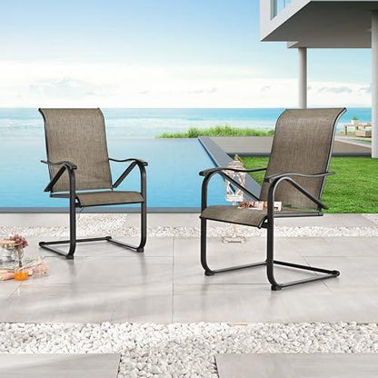 LOKATSE HOME Sling Patio Dining Set of 2 Outdoor Chairs Poolside Balcony Garden Porch, Black Frame - CookCave